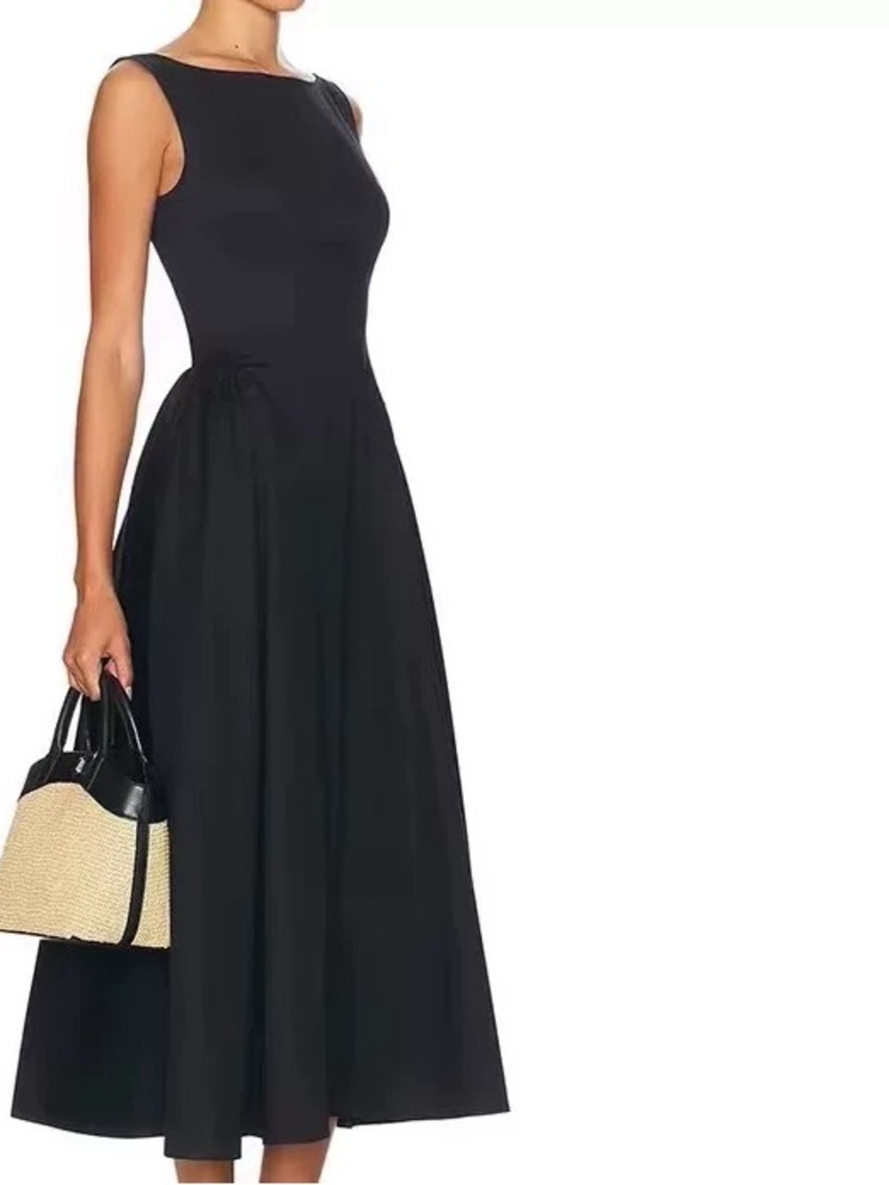 Stretch Cotton Sateen Midi Dress in Black
HELSA - Picture 2 of 6